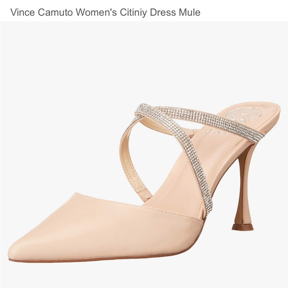 Vince Camuto Women's Citiniy Rhinestone Pointed Toe Dress Mule in Peony Sz 10M